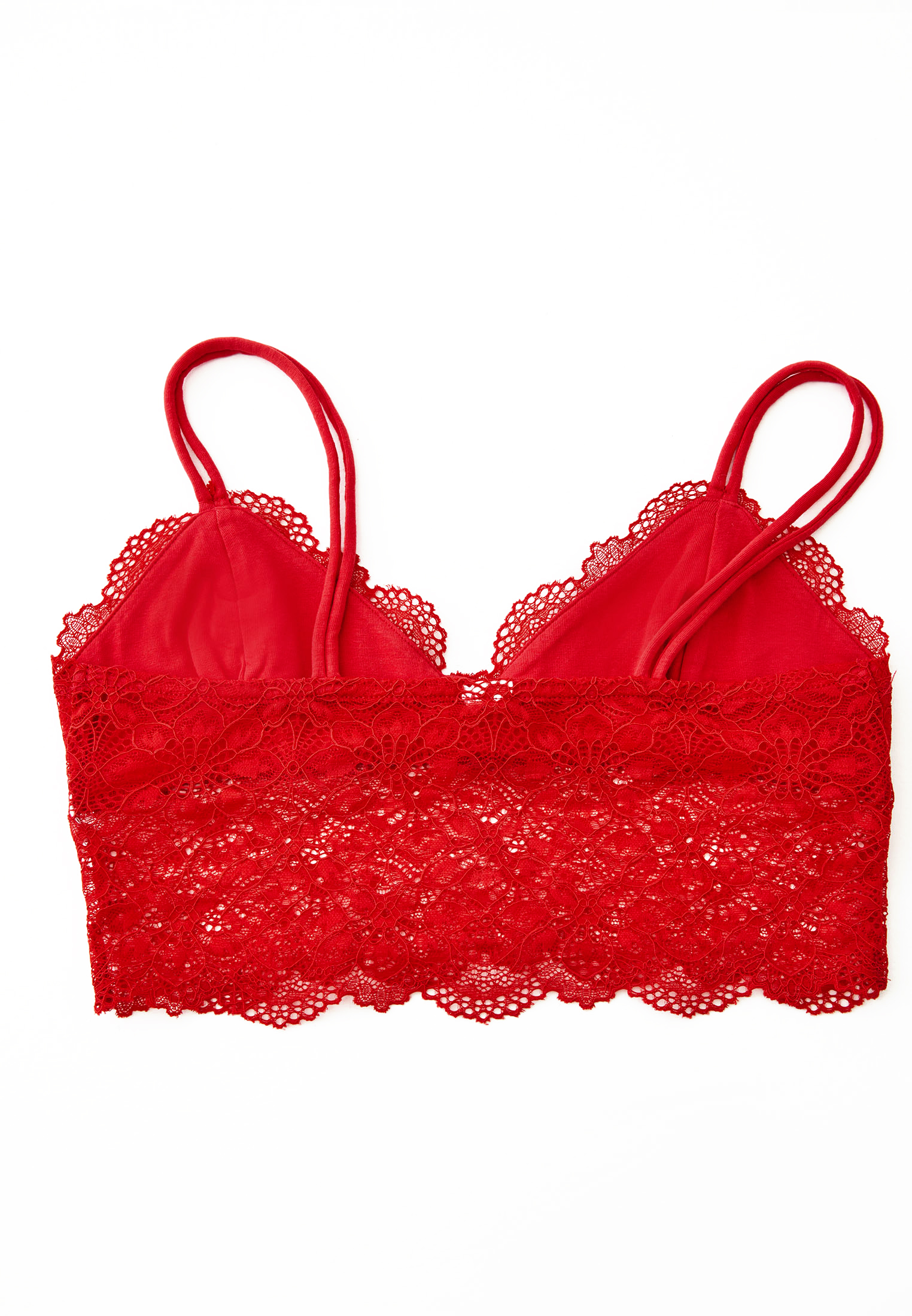Kırmızı Dantelli Askılı Bralet