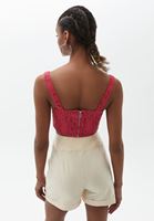 Bayan Pembe Askılı Crop Bluz