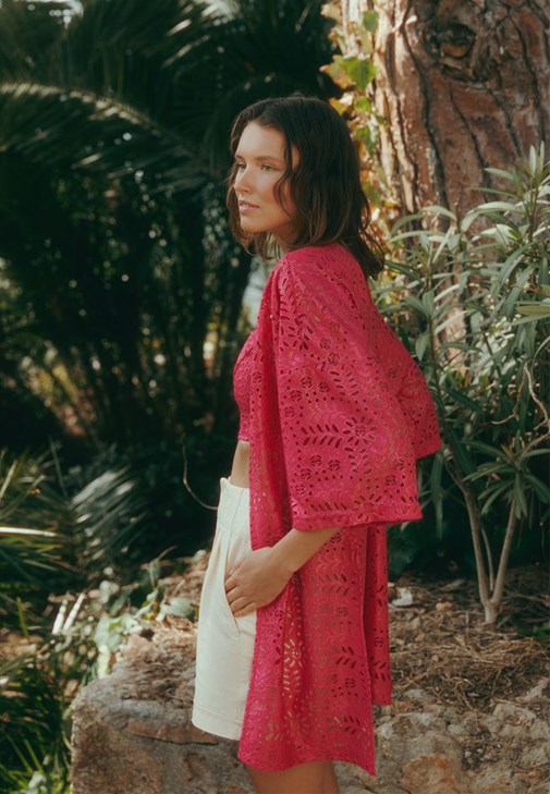 Dantelli Kimono ve Şort Kombini