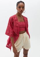 Dantelli Kimono ve Şort Kombini