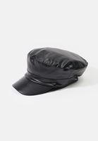 Bayan Siyah Vegan Deri Şapka