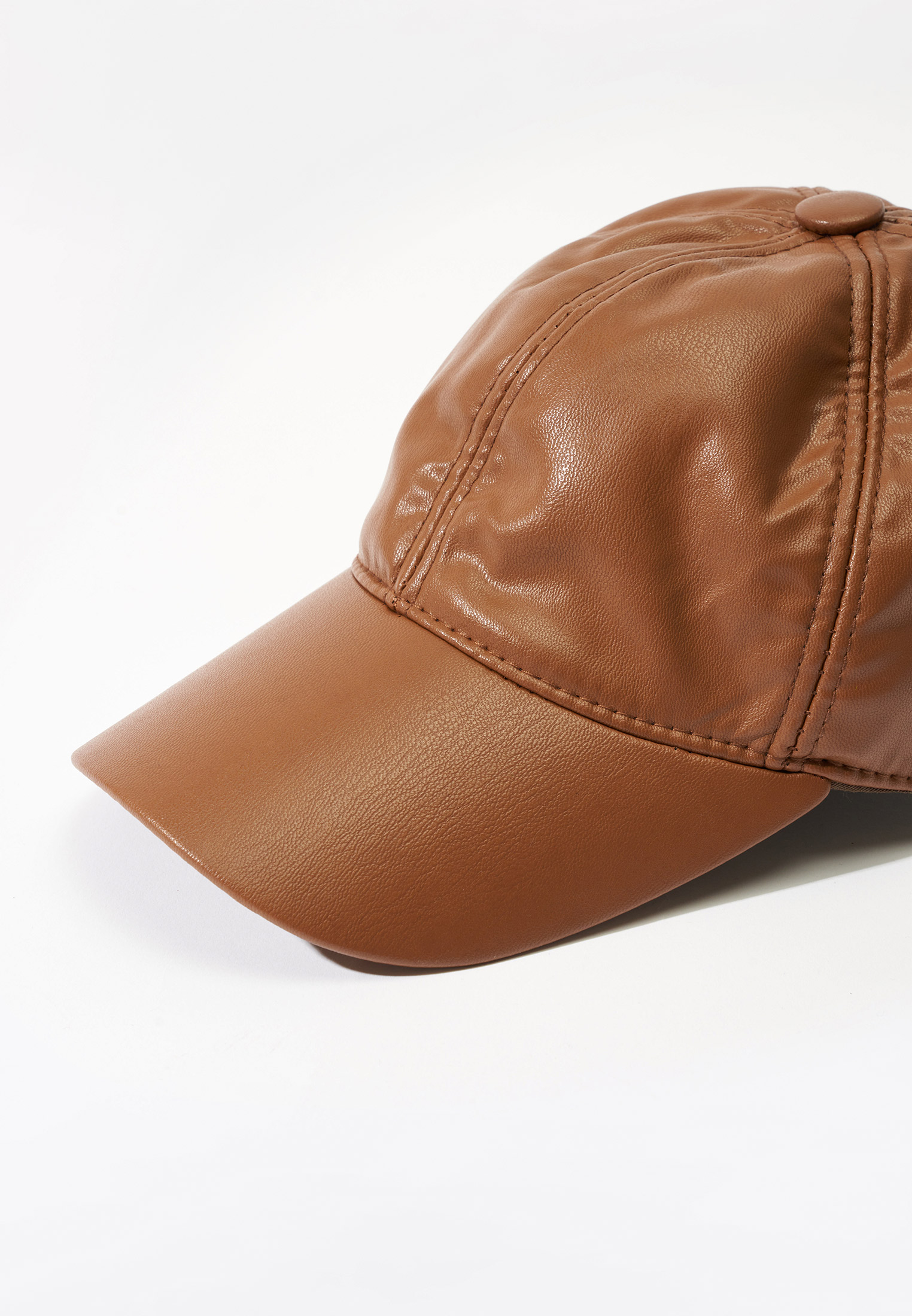 Kahverengi Vegan Deri Cap