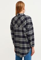 Bayan Siyah Oversize Ekose Gömlek