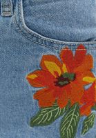 Bayan Mavi Çiçek Desenli Denim Şort