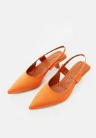 Bayan Turuncu Topuklu Saten Ayakkabı 