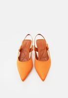 Bayan Turuncu Topuklu Saten Ayakkabı 