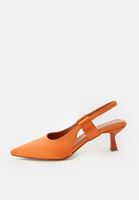 Bayan Turuncu Topuklu Saten Ayakkabı 