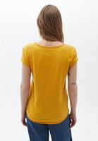 Women Yellow V Neck Short Sleeve Tshirt