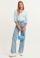 Bayan Gök Mavisi Pamuklu Uzun Kollu Tişört