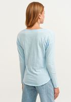 Bayan Gök Mavisi Pamuklu Uzun Kollu Tişört