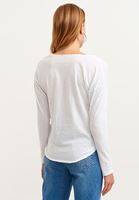 Bayan Beyaz Pamuklu Uzun Kollu Tişört