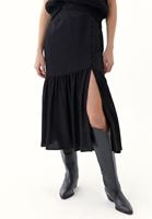 Bayan Siyah Jakarlı Midi Boy Etek