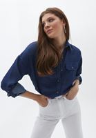 Bayan Mavi Cepli Denim Gömlek ( TENCEL™ )