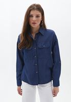 Bayan Mavi Cepli Denim Gömlek ( TENCEL™ )