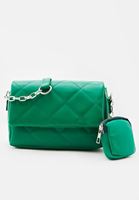 Bayan Yeşil Kapitone Dokulu Askılı Çanta