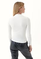 Bayan Krem Sıfır Yaka Uzun Kollu Tişört