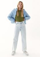 Bayan Yeşil Sıfır Yaka Uzun Kollu Tişört