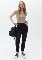 Bayan Bej Pamuklu Esnek Dokulu Tişört