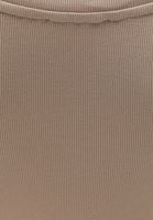 Bayan Bej Pamuklu Esnek Dokulu Tişört