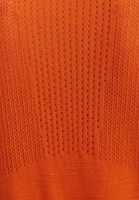 Bayan Turuncu Sırtı Ajurlu Keten V Yaka Kazak