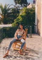 Bayan Mavi Orta Bel Cigarette-Fit Denim Pantolon