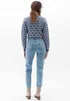 Bayan Mavi Orta Bel Cigarette-Fit Denim Pantolon