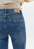 Bayan Mavi Orta Bel Cigarette-Fit Denim Pantolon