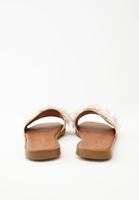 Bayan Krem Zincirli Makrome Terlik