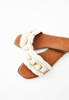 Bayan Krem Zincirli Makrome Terlik