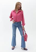 Bayan Mavi Ultra Yüksek Bel Flare Denim Pantolon