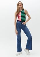 Bayan Mavi Ultra Yüksek Bel Flare Denim Pantolon