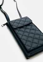 Women Black Phone Bag with Wallet Detail