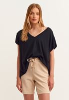 Bayan Siyah V Yaka Tişört ( MODAL )