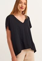 Bayan Siyah V Yaka Tişört ( MODAL )