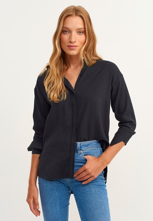 Siyah Oversize Gömlek ( MODAL )