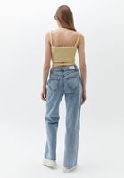 Bayan Mavi Yüksek Bel Baggy-Fit Denim Pantolon