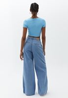 Bayan Mavi Ultra Yüksek Bel Wide-Leg Denim Pantolon