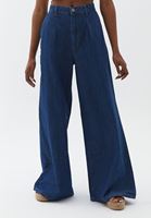 Bayan Mavi Ultra Yüksek Bel Wide-Leg Denim Pantolon