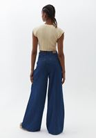 Bayan Mavi Ultra Yüksek Bel Wide-Leg Denim Pantolon