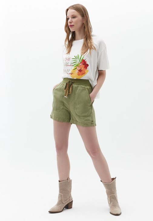 Yeşil Yüksek Bel Mini Şort ( TENCEL™ )