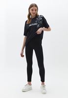 Bayan Siyah Yüksek Bel Dikişsiz Tayt