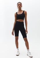 Bayan Siyah Jakarlı Dikişsiz Biker Tayt