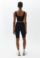 Bayan Siyah Jakarlı Dikişsiz Biker Tayt