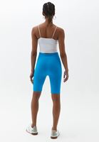 Bayan Mavi Jakarlı Dikişsiz Biker Tayt