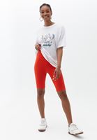 Bayan Turuncu Jakarlı Dikişsiz Biker Tayt