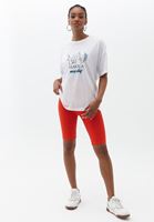 Bayan Turuncu Jakarlı Dikişsiz Biker Tayt