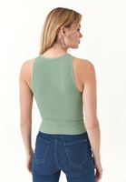 Bayan Yeşil Dikişsiz Halter Yaka Tank Top