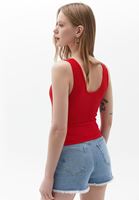 Bayan Kırmızı Kruvaze Dikişsiz Crop Atlet