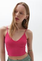 Bayan Pembe Dikişsiz Crop Top