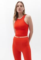 Women Orange Jacquard Seamless Crop Top